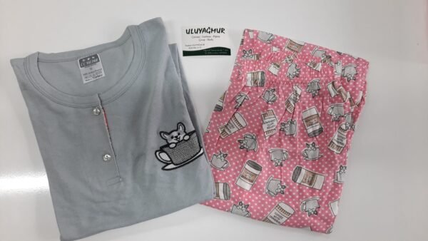 Üç Yıldız Uzun Kollu Kadın Pijama Takımı UY181 - Görsel 3