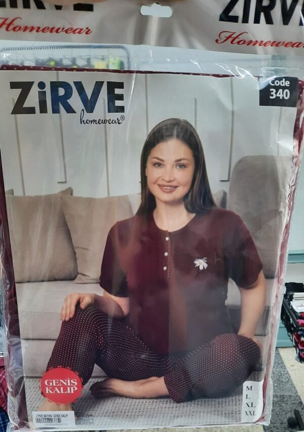 Zirve Geniş Kalıp Kısa Kollu Kadın Pijama Takımı Kırmızı