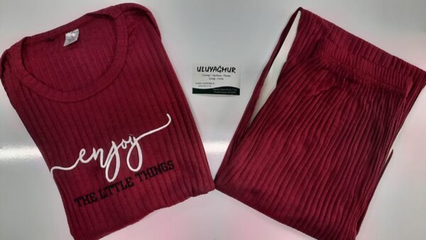 Zirve Enjoy Uzun Kollu Kadın Pijama Takımı  Bordo - Görsel 2