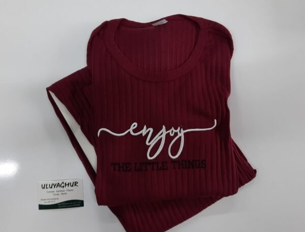 Zirve Enjoy Uzun Kollu Kadın Pijama Takımı  Bordo - Görsel 3