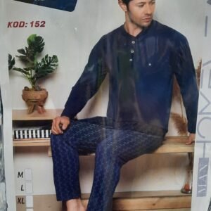 Üç Yıldız Uzun Kollu Erkek Pijama Takımı Lacivert
