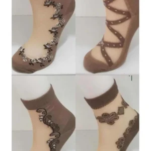 Miss Madam Desenli Tül Kadın Patik Çorabı