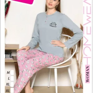 Üç Yıldız Uzun Kollu Kadın Pijama Takımı UY181