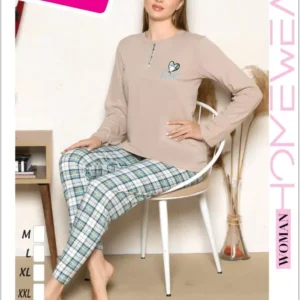 Üç Yıldız Uzun Kollu Kadın Pijama Takımı UY138