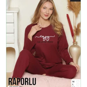 Zirve Enjoy Uzun Kollu Kadın Pijama Takımı  Bordo