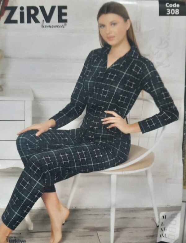 Zirve Kadın Ekose Desenli Pijama Takımı - Görsel 3